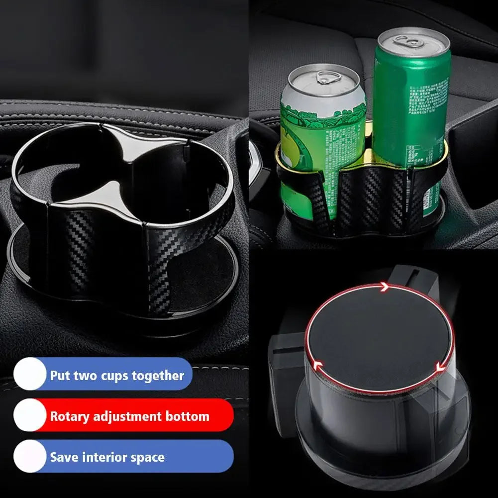 2-in-1 Car Cup Holder Expander Cupholder Adapter Auto Interior Cup Expandable Car Multifunction Organizer Storage Accessori Q7K3