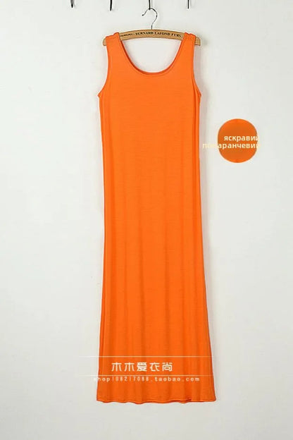 Spring Summer 2026 Women's Modal Long Sleeveless Dress Beachwear Base Layer Vest Skirt Large Size Korean Style Commute