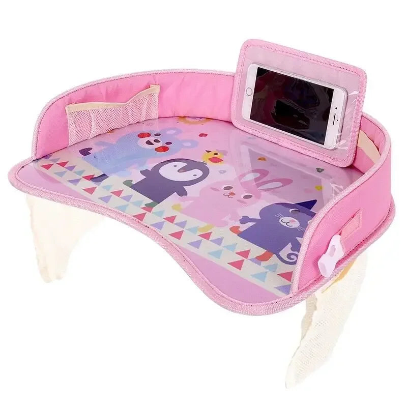 Kids Travel Tray Car Seat Activity and Play Tray Organizer for Children and Toddlers Lap Desk with Tablet Phone Holder Foldable