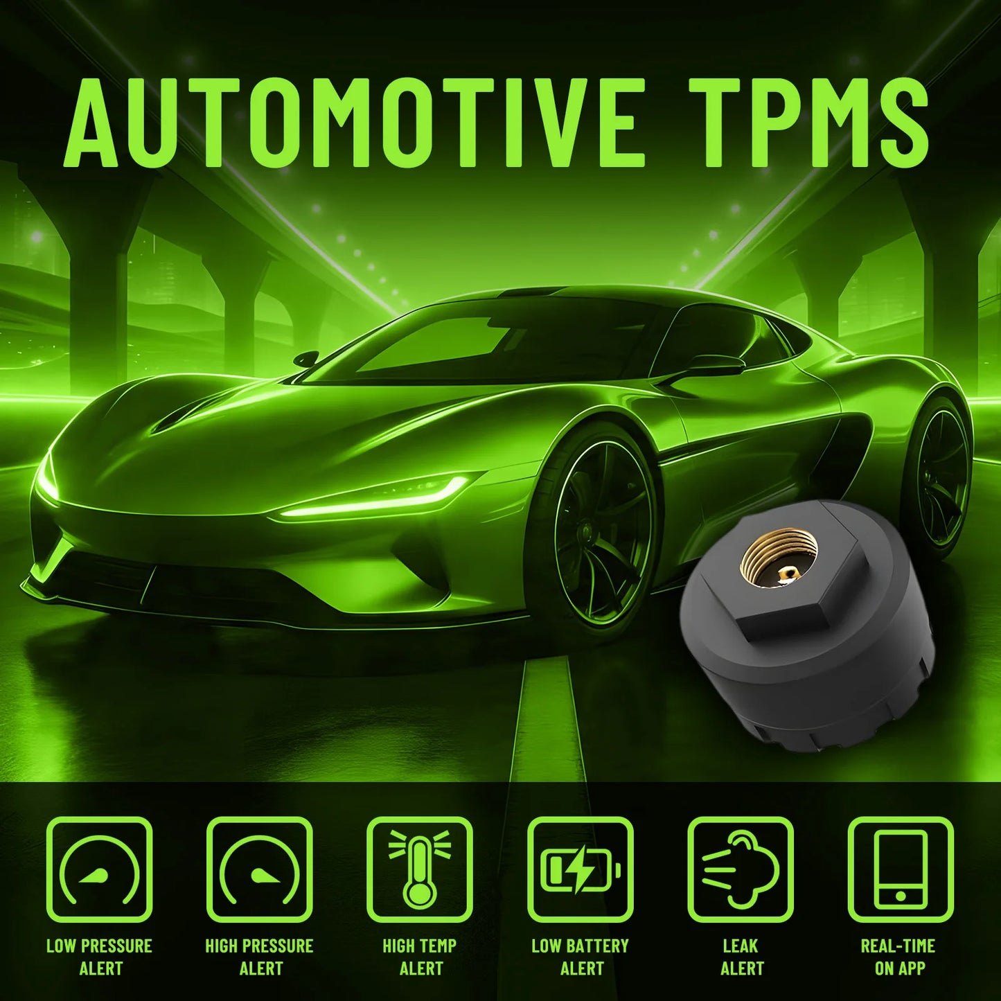 Wireless Bluetooth 5.0 Tire Pressure Monitoring System, Real-Time Pressure Temp Monitor, IP67 Waterproof for RV SUV MPV Van Car