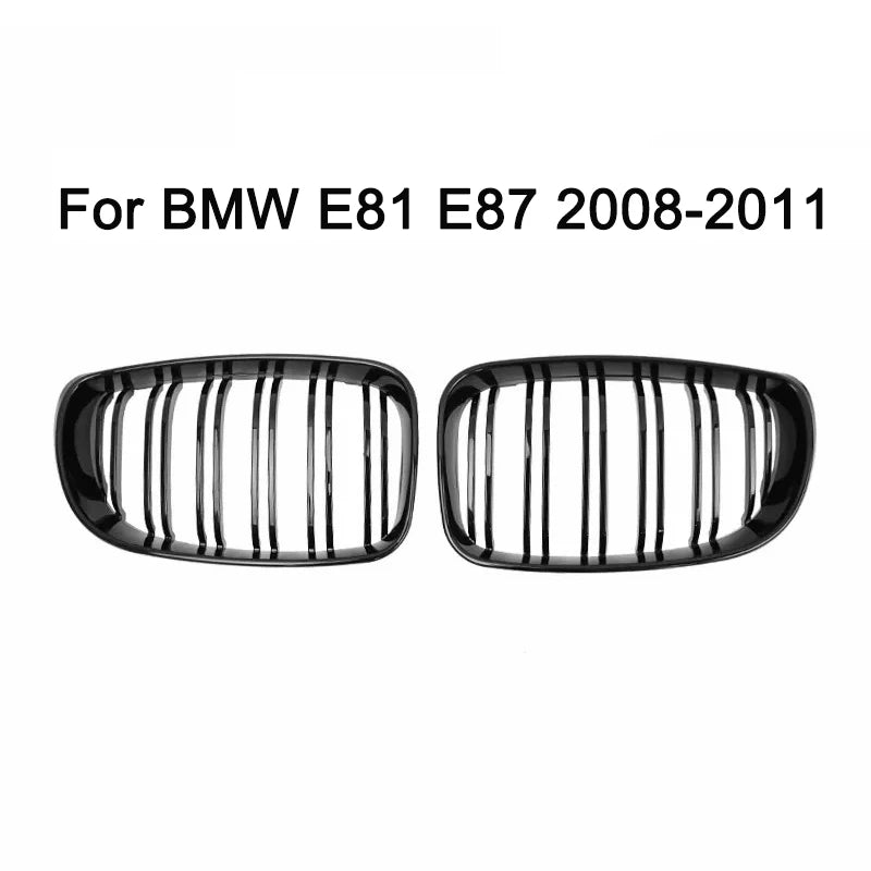 Suitable for BMW E81 E87 2008-2011 Front Bumper Double Kidney Grille, Racing Style Grille, Bright Black Car Replacement Parts
