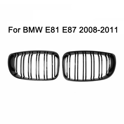 Suitable for BMW E81 E87 2008-2011 Front Bumper Double Kidney Grille, Racing Style Grille, Bright Black Car Replacement Parts