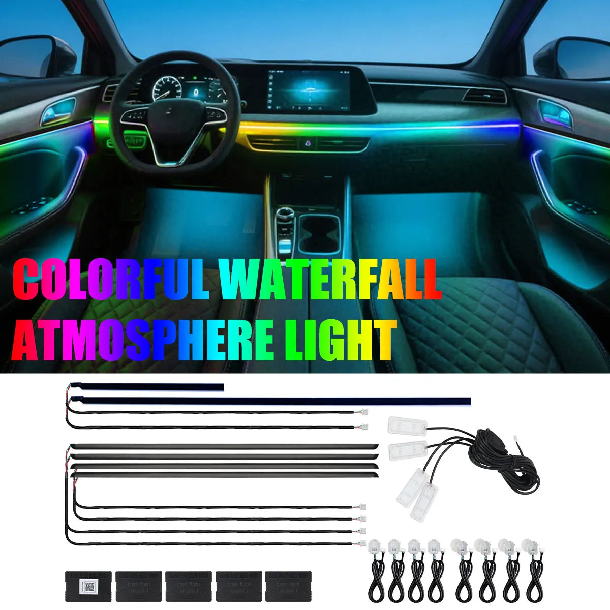 6/10/14/18in1 Led Acrylic Car Waterfall Lamp Ambient Light 213 Rainbow Color Symphony APP Remote Controll Atmosphere Lamp Kit