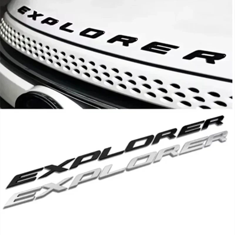 3D ABS Chrome Black Letters Explorer Logo Car Front Hood Emblem Bonnet Badge Sticker For Explorer 2011-2021