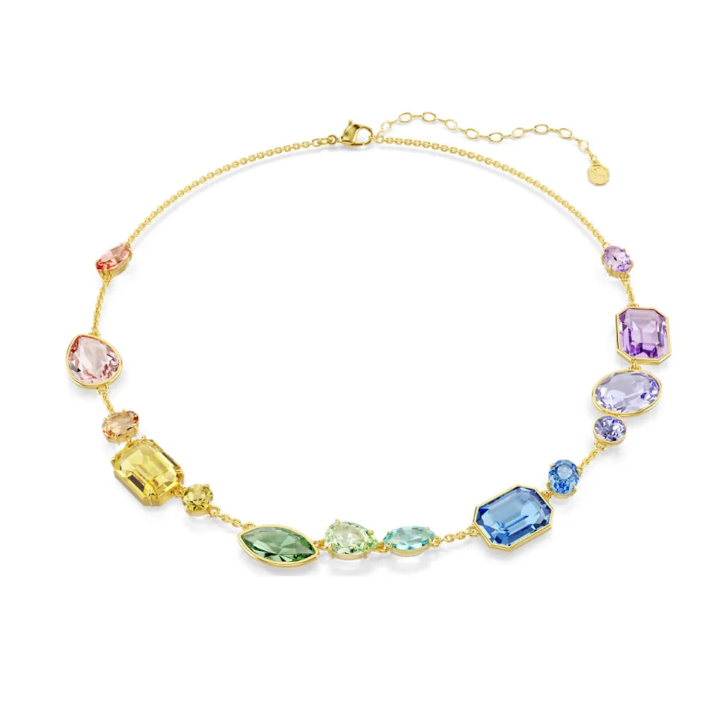 New shoe style inlaid mixed crystal interlocking rose gold pearl romantic heart-shaped necklace