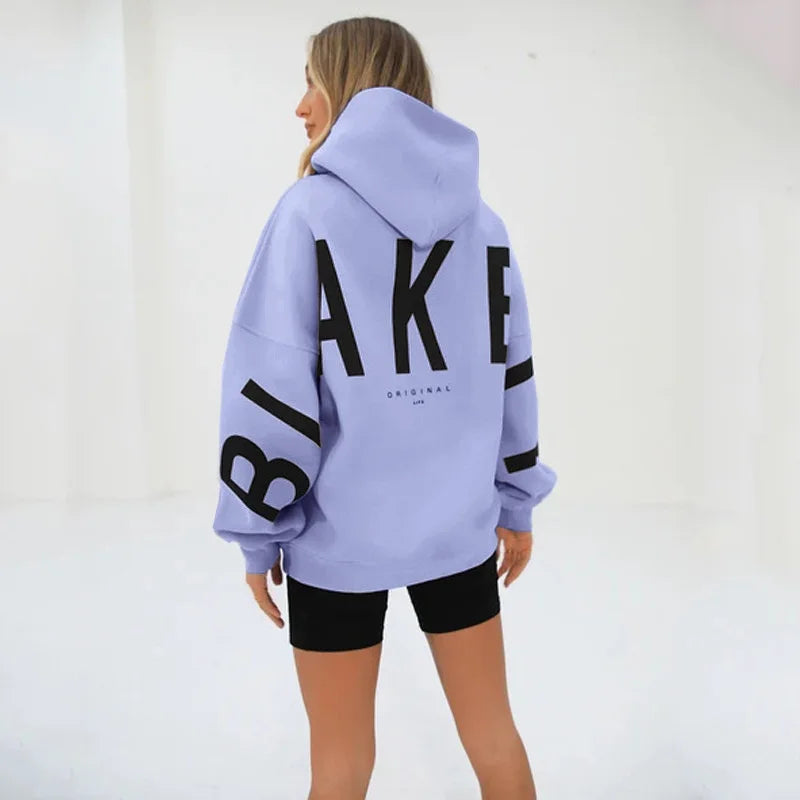 New Women's Thickened Long Sleeve Hoodie Sweatshirt Sweet Style Straight Cut Regular Sleeve Length Autumn Collection Print De...