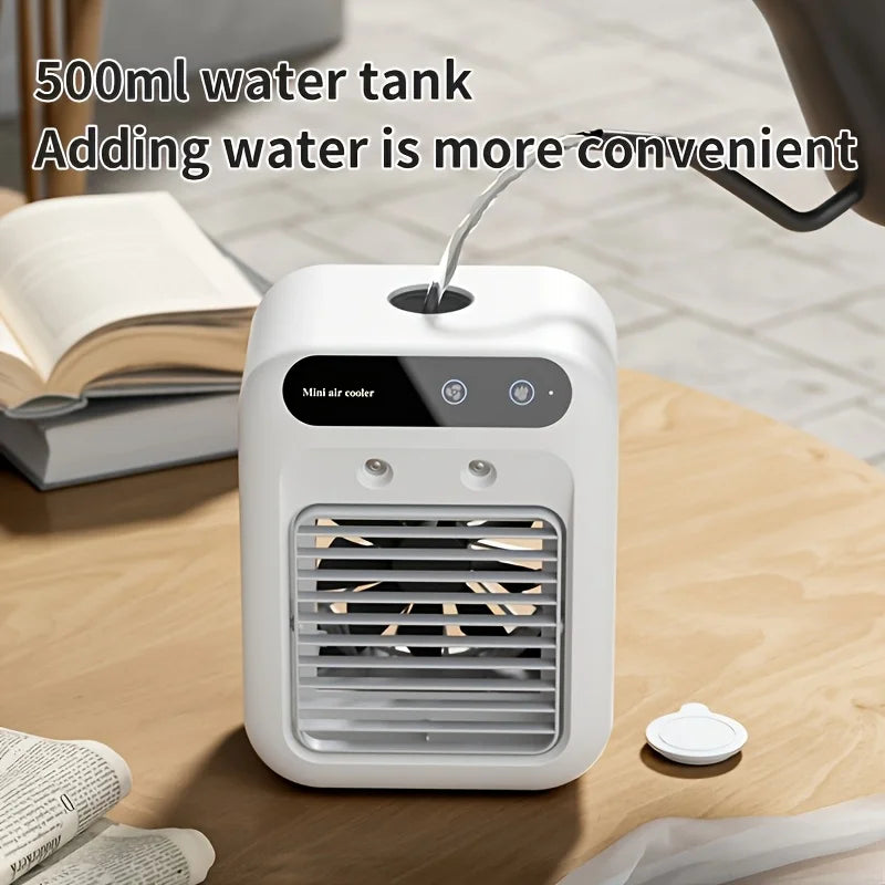 USB Desktop Fan Water tank Mini Air Cooler Portable Personal Cooling Device 1800mAh Lithium Battery Low Voltage Operation Fan