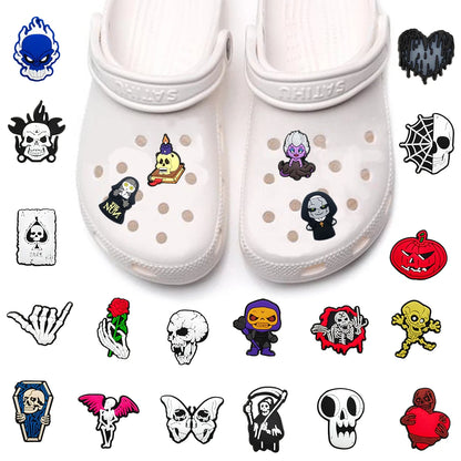 100pcs Mixed Cartoon Halloween Shoe Charms For Clogs Ghost Shoe Decoration Premium Quality Popular Charms Accessories Great Gift