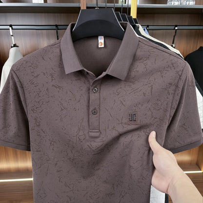 Luxury Cotton Refreshing For Men's Half-sleeved T-shirt 2026 Summer New Polo Shirt Loose Middle-aged Short-sleeved Printed Top