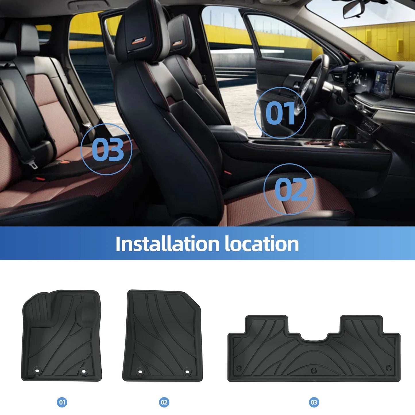 Left Drive for Geely EX5 EM-i 2025 2026 LHD Car Floor Mats Cargo Liner Trunk Pad TPE 3D Foot Mat Waterproof All Weather BLACK