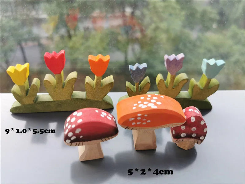 Colorful Wooden Animals Handmade Basswood Stacking Blocks Toys Forest Trees Lion Tiger Elephant Giraffe Bear Kangaroo for Kids
