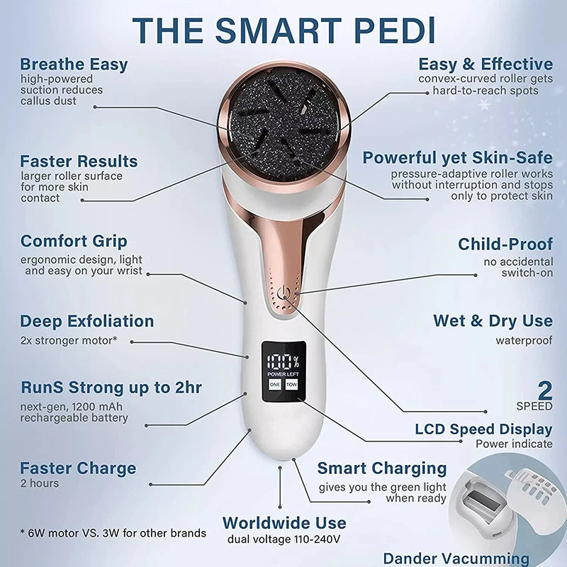 Professional Electric Vacuum Foot Grinder Rechargeable Foot File Exfoliator Callus Remover Pedicure Tools