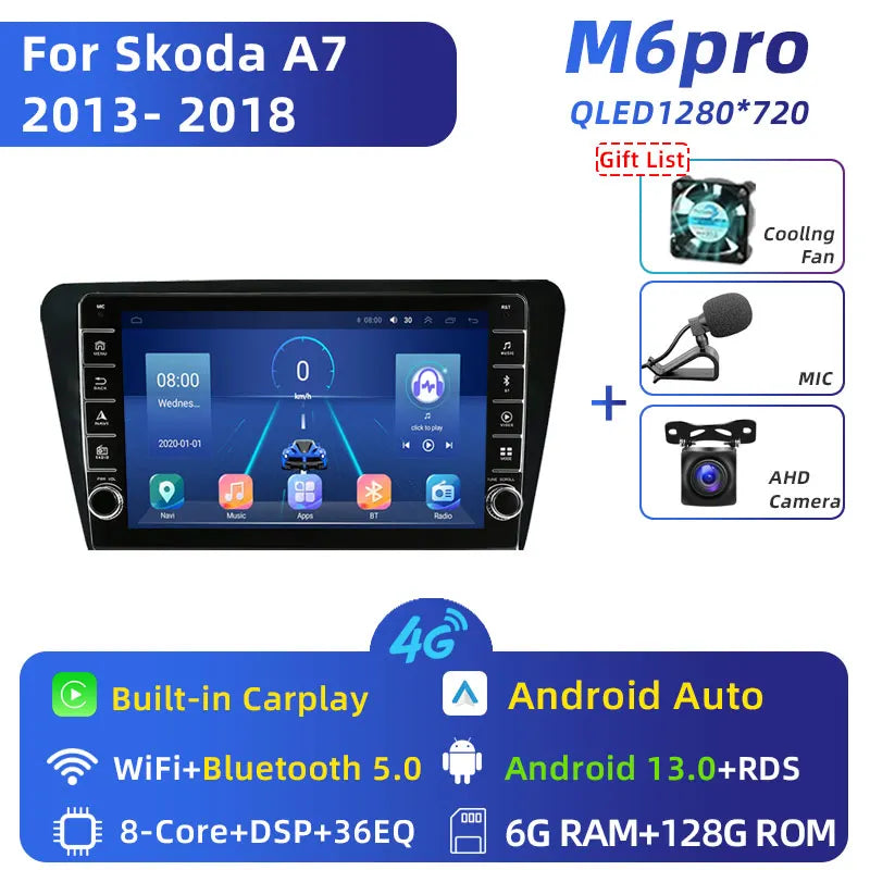 Jundof 2 Din Android 13 Car Radio For Skoda Octavia 3 A7 2013-2018 Multimedia Video Player 4G WiFi Navigation Carplay Head unit