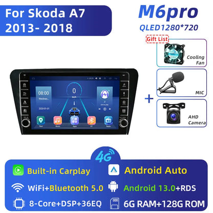 Jundof 2 Din Android 13 Car Radio For Skoda Octavia 3 A7 2013-2018 Multimedia Video Player 4G WiFi Navigation Carplay Head unit