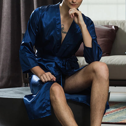 Groom Robe Embroidery Satin Soft Home Bathrobe Nightgown For Men Casual Kimono Groomsman Wedding Party Sleepwear Plus Size 3XL