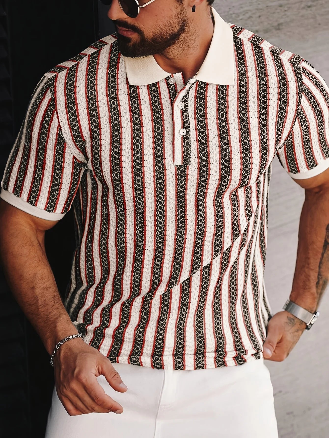 Summer Men's Polo Shirts 2026 Stripe Design Ice Silk Short Sleeve Cool Touch Breathable Casual Outdoor Polo Shirt for Men