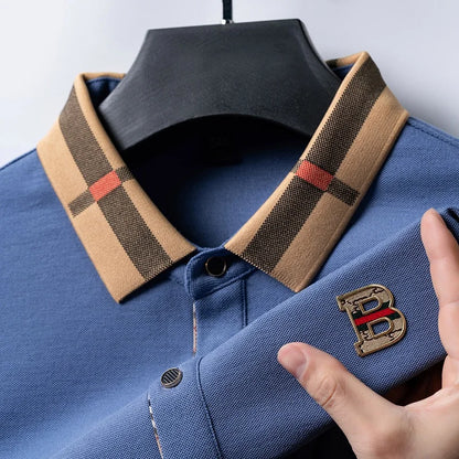 Summer Men's New Cotton Tailored Fit Polo Shirt Comfort Breathable Business Luxury Golf Daily Short Sleeve Refined 3D Badge Tee
