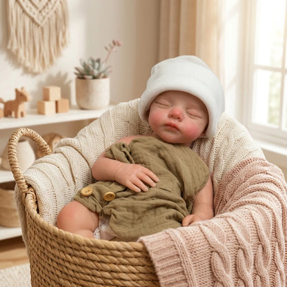 18 Inch Full Silicone Reborn Baby  Doll Sleeping Closed Eyes Lifelike Hand Painted Real Touch Collectible Birthday Gift