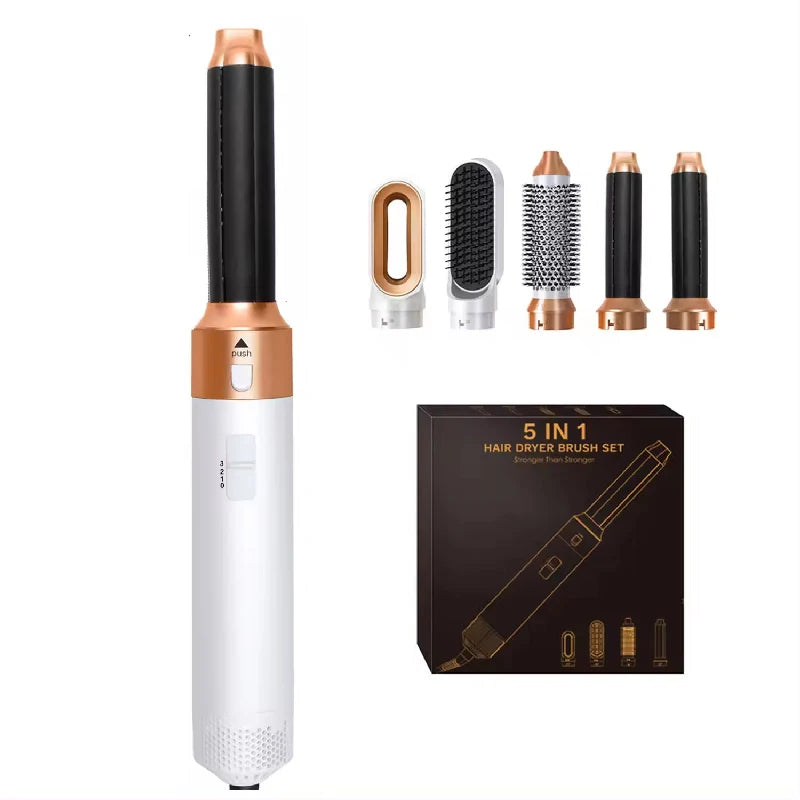 Hair Dryer 5-In-1 Electric Hair Comb Negative Ion Straight Curler Brush Blow Dryer Air Comb Removable Brush Kit Tool