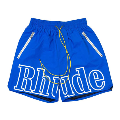 26SS High Street Hip Hop Simple Versatile Rhude Casual Shorts Men Heavy Fabric Letter Print Sports Shorts