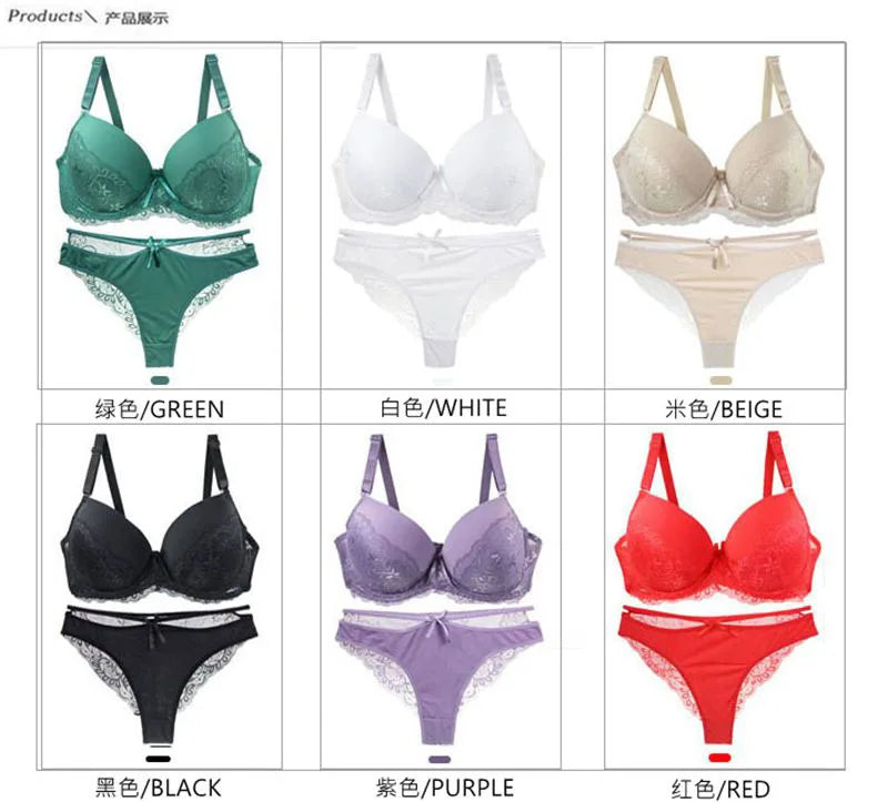 Nouvell Seamless Sexy Lace Bras Set 34/75 36/80 38/85 40/90 42/95 44/100 BCDE Cup Underwear For Women Push Up Lingerie