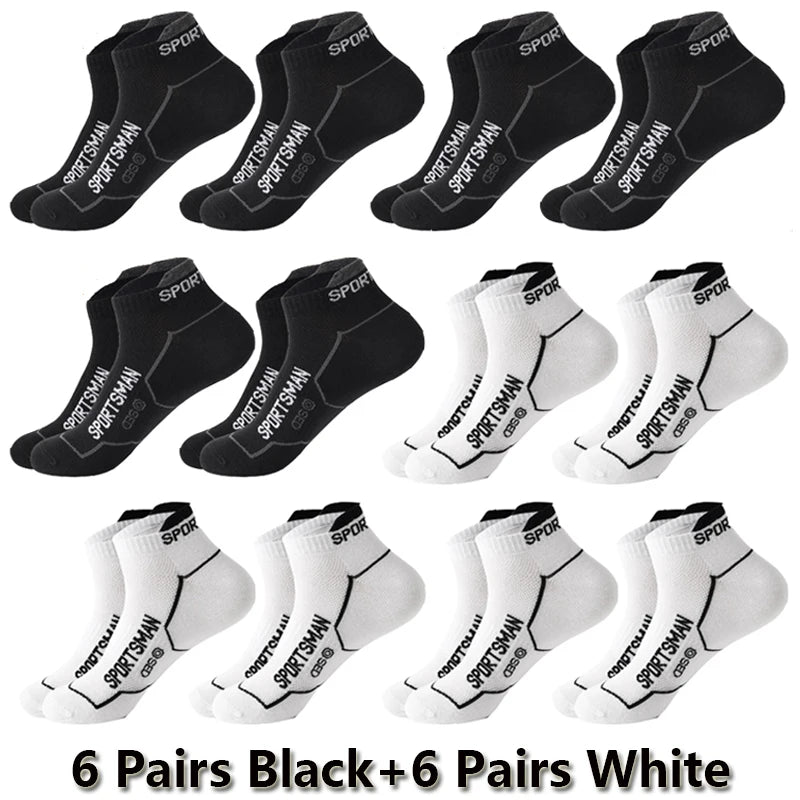 12 Pairs Summer Socks Men's Ankle Running Sports Socks Mesh Breathable Sweat Absorbent and Odor Fitness Low Cut Short Socks Thin