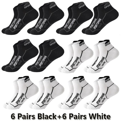 12 Pairs Summer Socks Men's Ankle Running Sports Socks Mesh Breathable Sweat Absorbent and Odor Fitness Low Cut Short Socks Thin