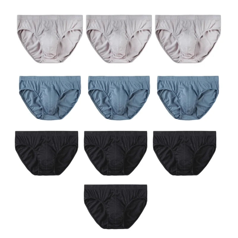10Pcs/Lot Men's Plus Size 100% Cotton Briefs Loose Breathable Comfortable Mid-Rise Underwear XL-5XL Lingerie Underpants