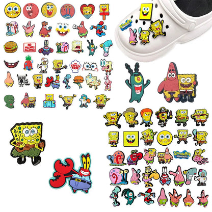 Hot Sales Potdemiel Cartoon Cute Sponge Series PVC Shoe Charms Accessories DIY Creativity Shoe Decorations Buckle Gifts