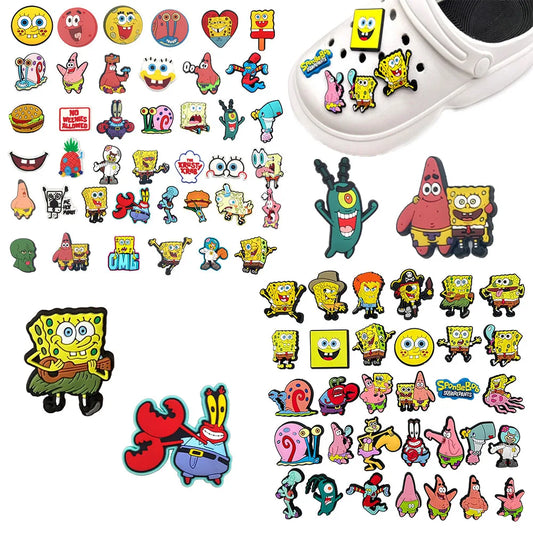 Hot Sales Potdemiel Cartoon Cute Sponge Series PVC Shoe Charms Accessories DIY Creativity Shoe Decorations Buckle Gifts