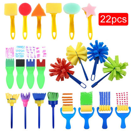 Children Drawing Sponge Brush Toys Art Craft Halloween Drawing Graffiti Tools Teaching Incentive Supplies Roller Seal Stamp TMZ