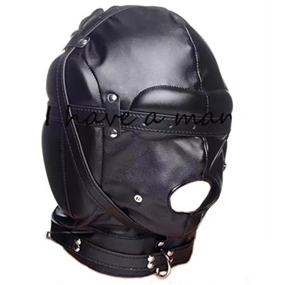 Leather Padded Hood Mask Blindfold Head Restraint Harness Mask, BDSM Bondage Gimp,Sexy Costume