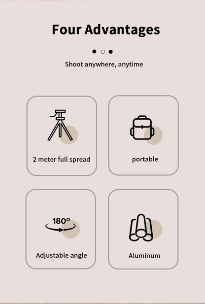 2M Portable Universal Tripod Aluminum Alloy Lamp Holder for 1/4 screw Fill Light Lightweight Camera Action Camera