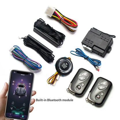 Universal 12V Car Smart Keyless Entry Bluetooth Remote Start System Start Stop Ignition Button Car Alarm Accessories