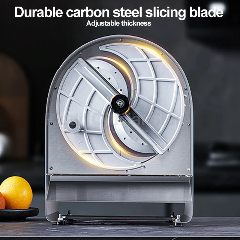 Commercial Electric Vegetable Slicer Stainless Steel Automatic Potato Fruit Cutter Adjustable Thickness For Home Kitchen Slice
