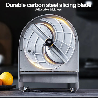 Commercial Electric Vegetable Slicer Stainless Steel Automatic Potato Fruit Cutter Adjustable Thickness For Home Kitchen Slice