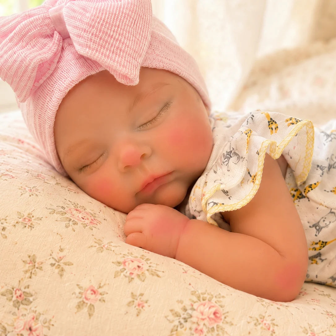 Close Eyes Peaches 45cm Washable bebe reborn de silicona Girl Dolls With Open Mouth  Painted Skin & Unpainted Newborn Girl Doll