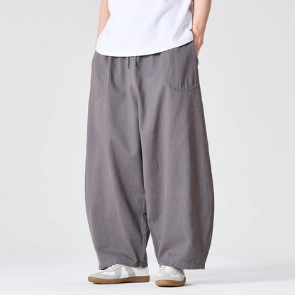 Wide Leg Pants Men Loose Fashion Harajuku Casual Trousers Men Cotton Comfortable Joggers Solid Color Cargo Pants Men Streetwear