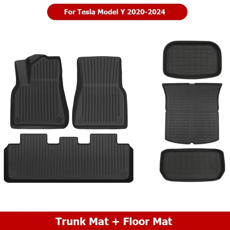 TPF Floor Mats For Tesla new Model Y Juniper 2026-2025,Waterproof Luggage Mat 7pcs,All Weather Trunk Mat, Protector Accessories