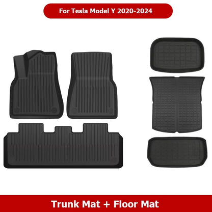 TPF Floor Mats For Tesla new Model Y Juniper 2026-2025,Waterproof Luggage Mat 7pcs,All Weather Trunk Mat, Protector Accessories