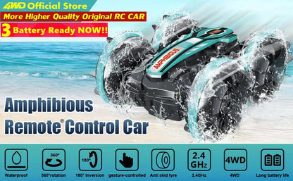 Amphibious RC Car Remote Control Stunt Car Vehicle Double-sided Flip Radio 4WD Drift Off Road Outdoor Toys for Boy Children Gift