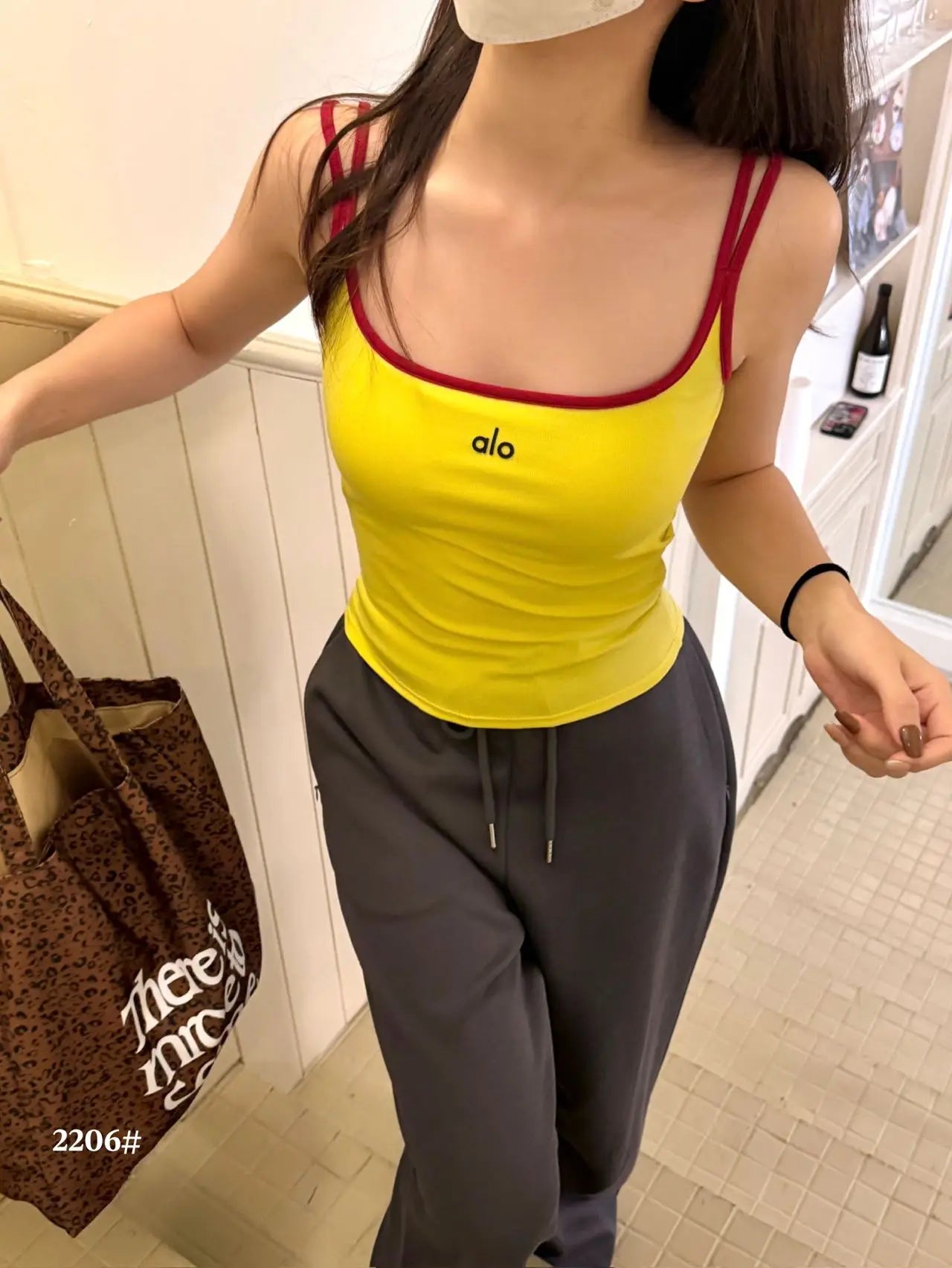 Summer New Pure Desire Letter Print Splice Strap Vest Slimming Color Block One-Piece Women's Vest with Chest Pad U-Neck Nylon
