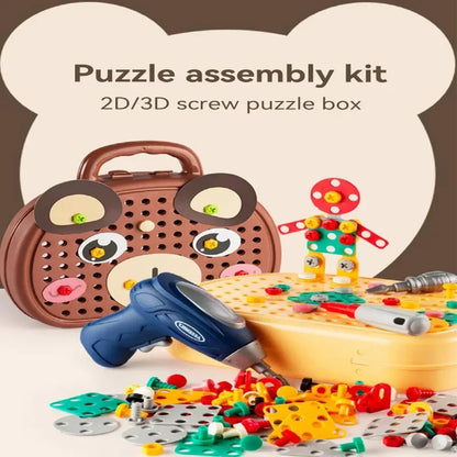 Electric Drill Toolbox Toy for Boys - Children's Montessori Screw Puzzle Driller Game Pretend Play Tool Gift for Kids Aged 4-6