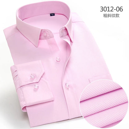 2025 Men's Striped Shirt Long Sleeve Business Office Casual Workwear Comfort Fit Classic Solid Shirts Spring Fall Tops For Male