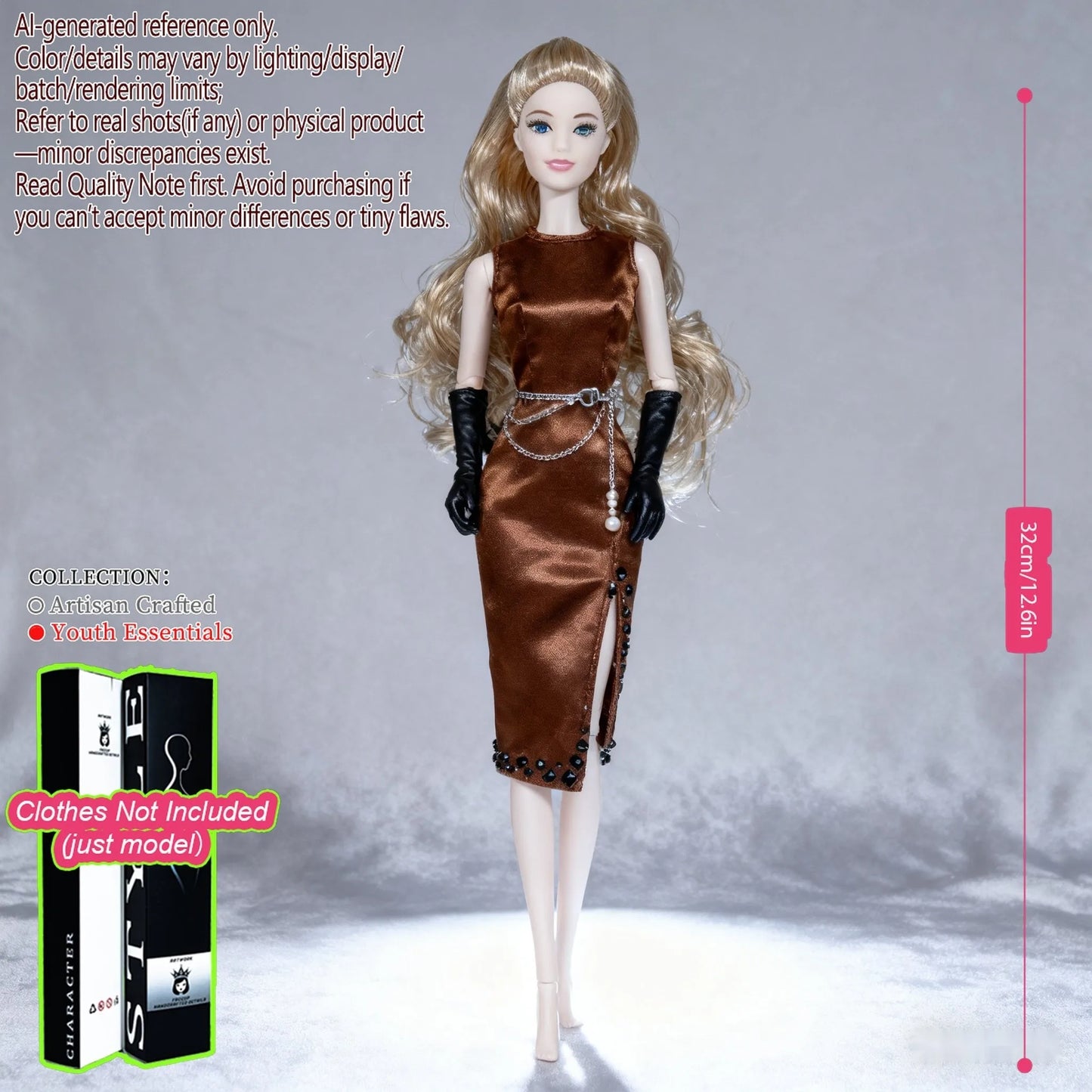 Pro-Grade 12.6in 1/6 BJD Doll - 12-Articulated Statue, Exquisite Makeup, Fluffy Hair, Desktop Ornament (No Clothing)