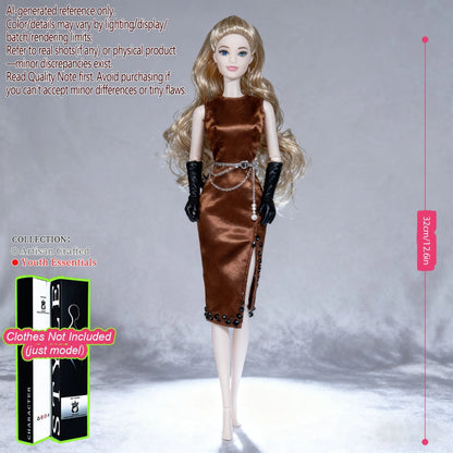 Pro-Grade 12.6in 1/6 BJD Doll - 12-Articulated Statue, Exquisite Makeup, Fluffy Hair, Desktop Ornament (No Clothing)