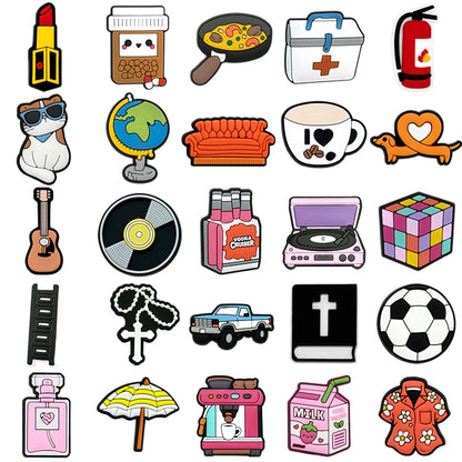 1/25PCS Retro Lifestyle & Pop Culture Shoe Charms Set DIY Decorative Pins Guitar Sofa Rubik Cube Clogs Accessories Fashion Gifts