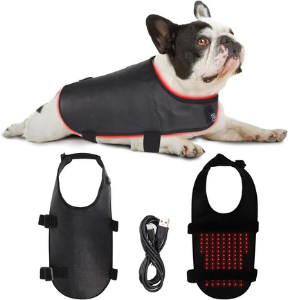 Pets Red Light Therapy Belt, LED Infrared Light Therapy for Dog and Cat with 128 LEDs 660&850 nm,Wearable Device for Pain Relief