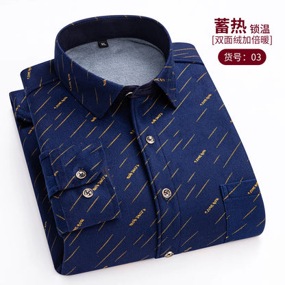Thickened Flannel Men's Shirt Fashion Warm Plaid Winter Casual Square Collar plus Size Clothing Fleece Lined Double Sided Velvet