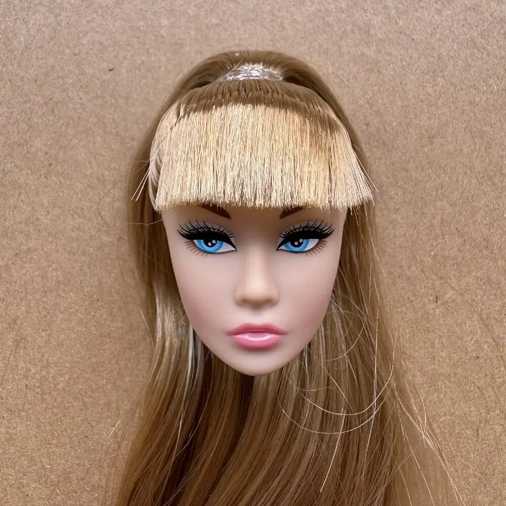1/6 Scale Multi-jointed Fashion Doll Heads with Bangs Pony Tail Super White Beige Dark Brown Skin Tone PP Doll Figures for Colle